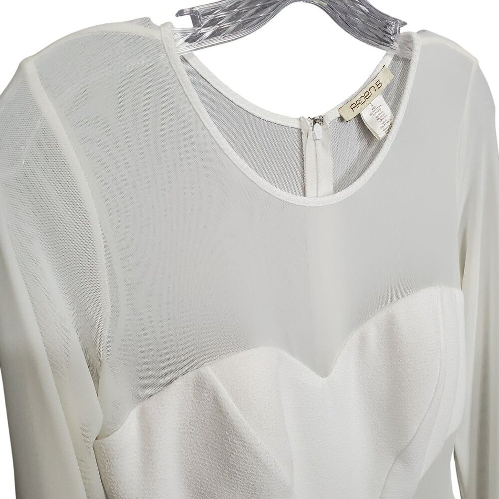 Vintage Arden B L Dress BodyCon Sheer Cut Out Long Sleeve Winter White Trendy - Picture 6 of 14